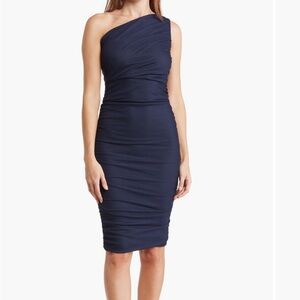 Love X Design navy rouched one shoulder dress XS